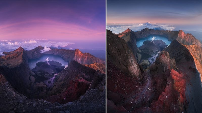 Incredible views of Crater lake and panorama from Rinjani top.