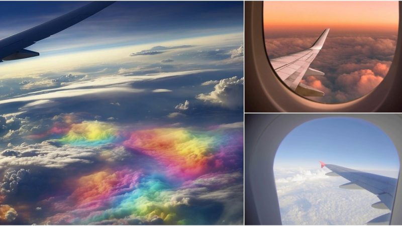 Incredible shot of rainbow clouds from an airplane window 😲