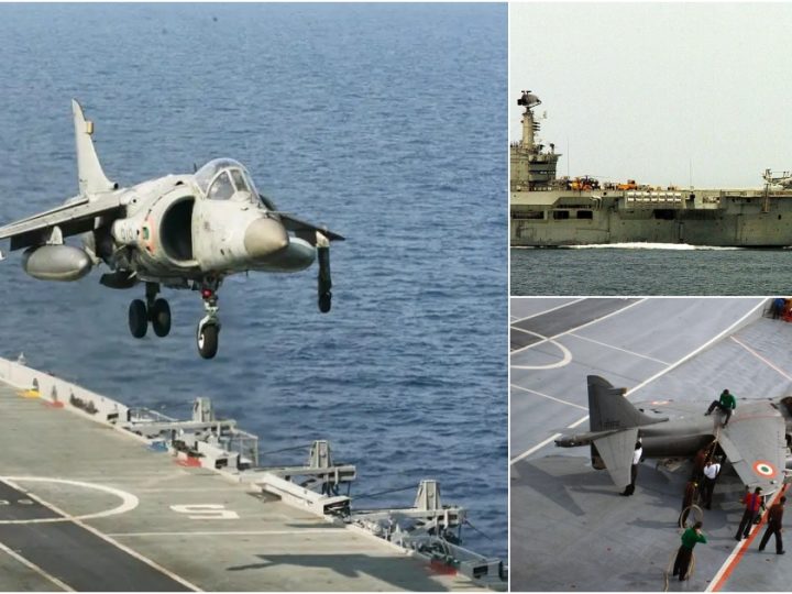 Sea Harrier Soars: Thrilling Takeoff from INS Viraat During Goa Naval Exercise (2005)